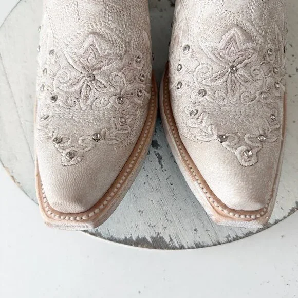 Lane DESTINY Womens Cowboy Boots 7.5 White Western Cowgirl Bridal Mid Calf Tall - Picture 6 of 12